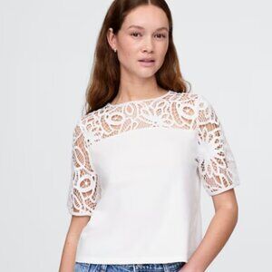 NWT Gap Organic Cotton VintageSoft Heavyweight Lace Top